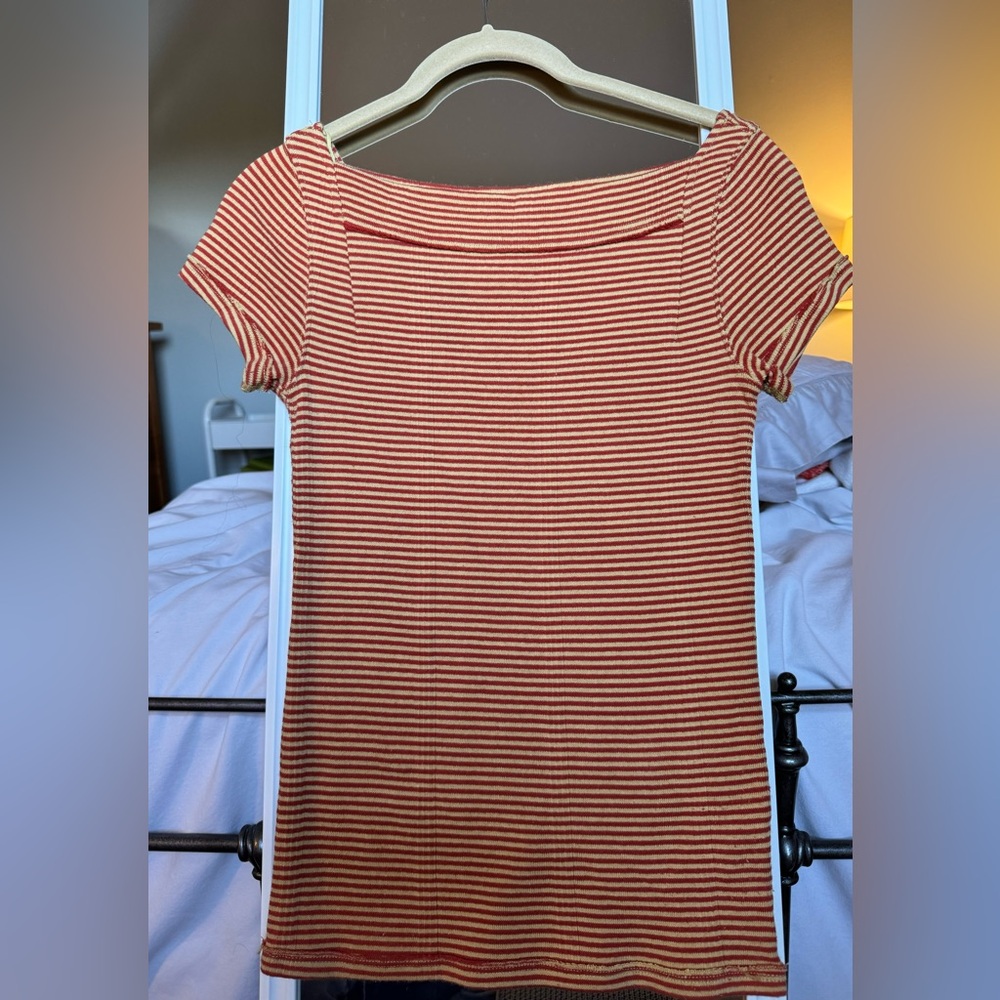 Barely worn Free People Orange stripped top